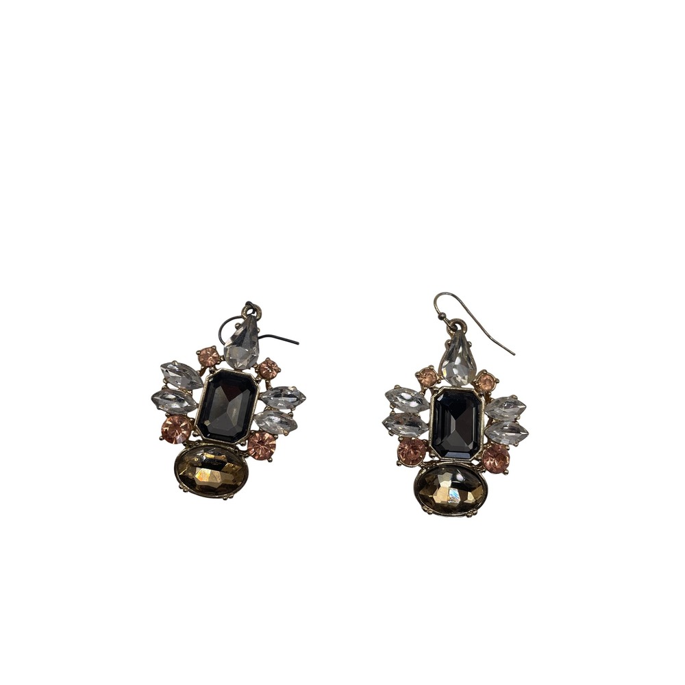 J Crew Earrings Womens OS Grey Crystal Statement Chandelier Drop Glam Classic